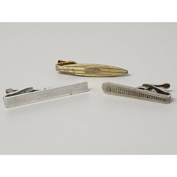 Lot Of‎ 3 Vintage Gold & Silver Tie Cips Anson/Swank/Unmarked - Picture 1 of 6